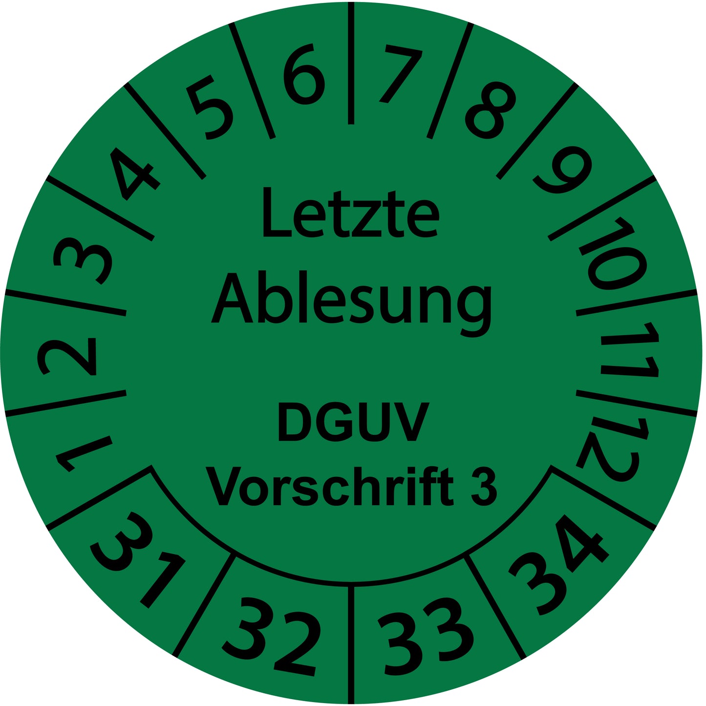 Mehrjahresprüfetiketten, Letzte Ablesung, DGUV Vorschrift 3, Startjahr: 2031 aus Papier oder Plastik