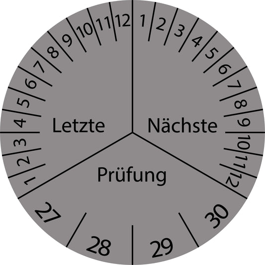 Mehrjahresprüfetiketten, Letzte & Nächste Prüfung, Startjahr: 2027 aus Papier oder Plastik