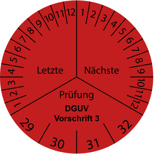 Mehrjahresprüfetiketten, Letzte & Nächste Prüfung, DGUV Vorschrift 3, Startjahr: 2029 aus Papier oder Plastik