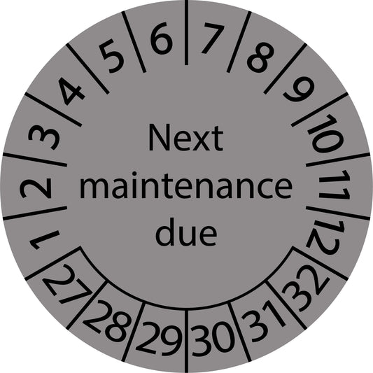 Mehrjahresprüfetiketten, Next maintenance due, Startjahr: 2027 aus Papier oder Plastik