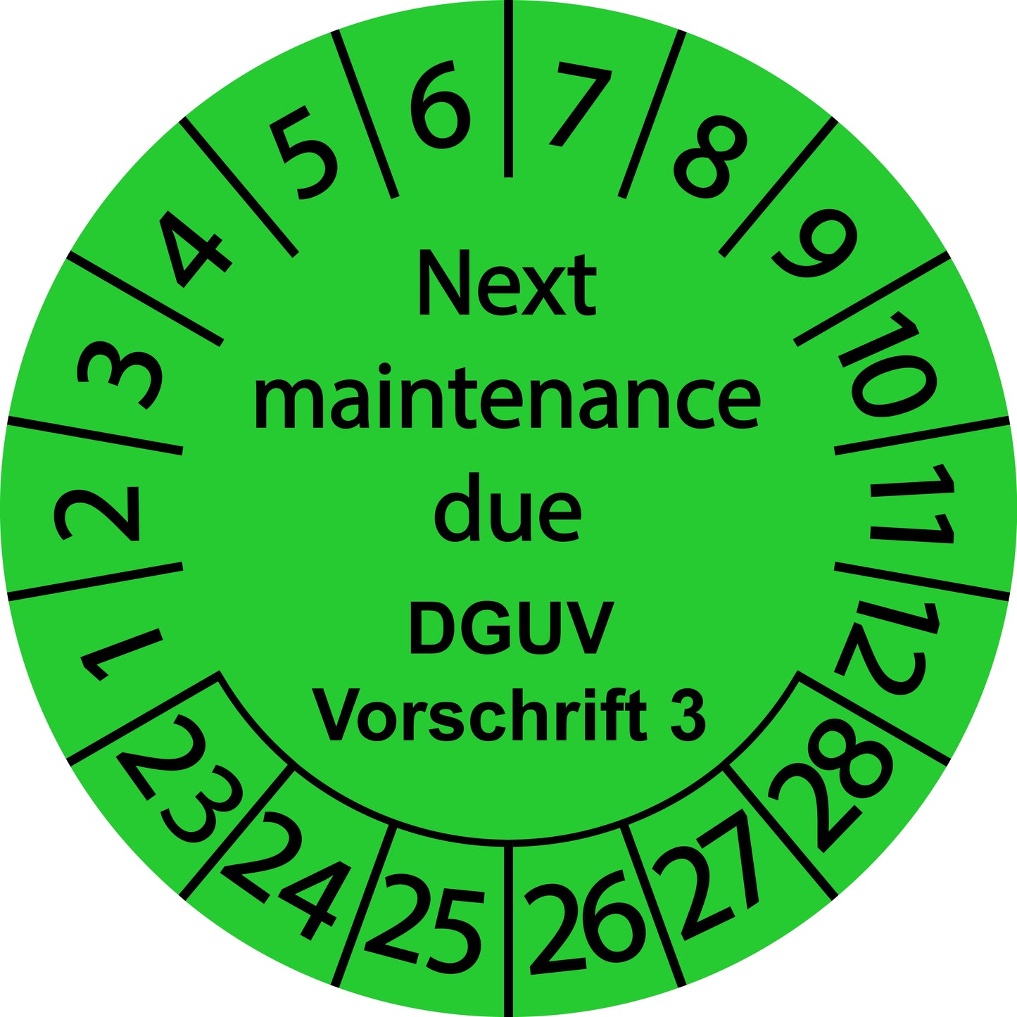 Mehrjahresprüfetiketten, Next maintenance due, DGUV Vorschrift 3, Startjahr: 2023 aus Papier oder Plastik