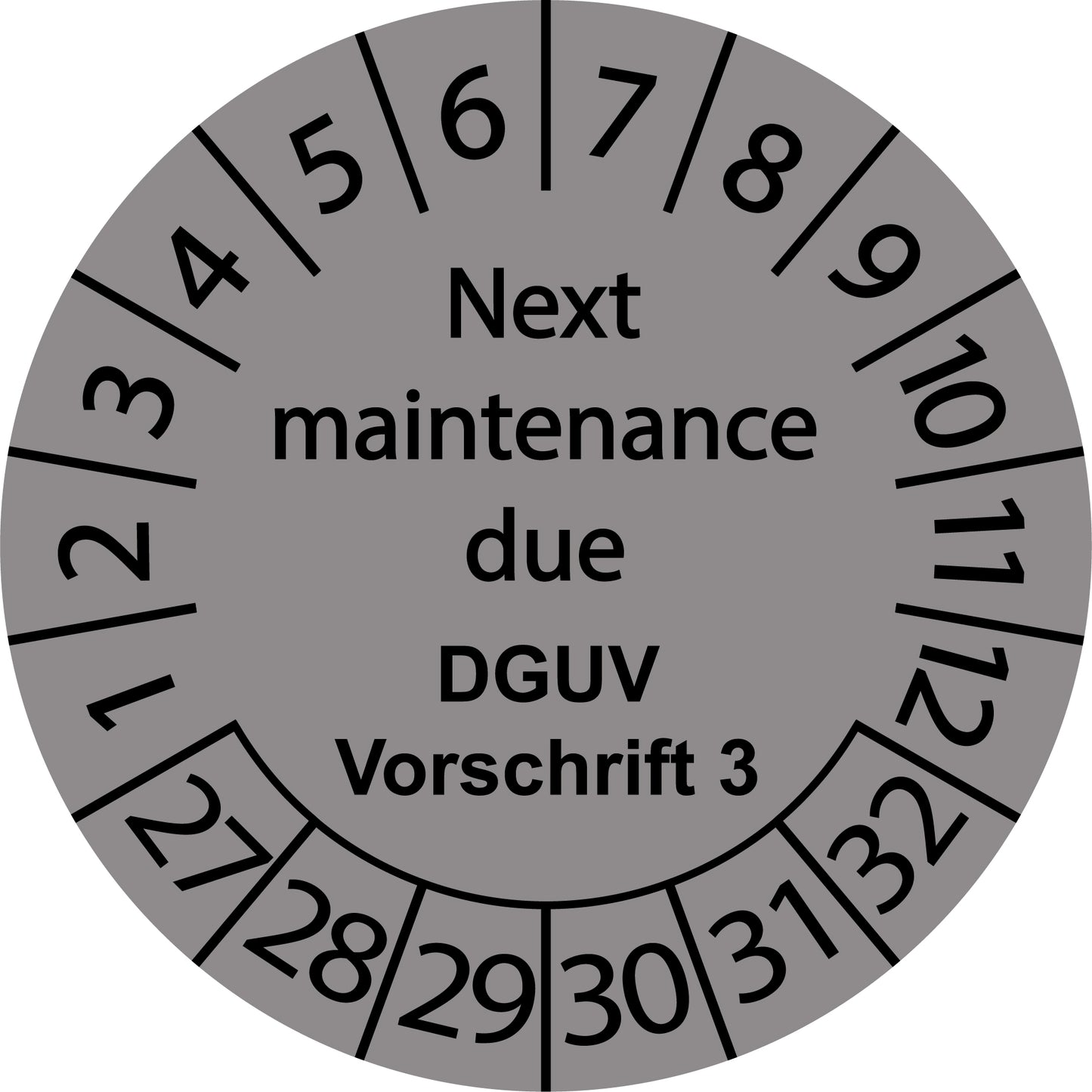 Mehrjahresprüfetiketten, Next maintenance due, DGUV Vorschrift 3, Startjahr: 2027 aus Papier oder Plastik