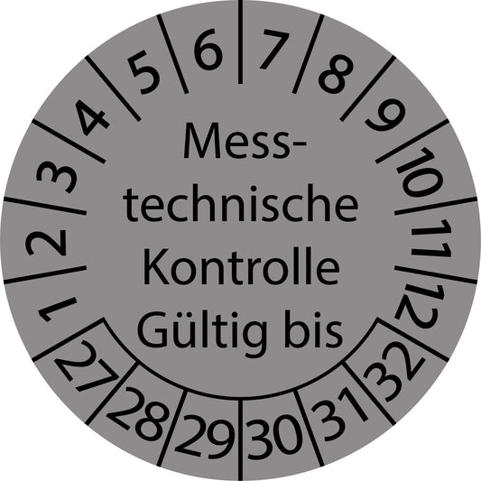 Mehrjahresprüfetiketten, Messtechnische Kontrolle gültig bis, Startjahr: 2027 aus Papier oder Plastik