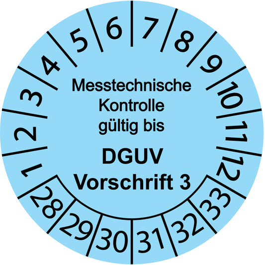 Mehrjahresprüfetiketten, Messtechnische Kontrolle gültig bis, DGUV Vorschrift 3, Startjahr: 2028 aus Papier oder Plastik