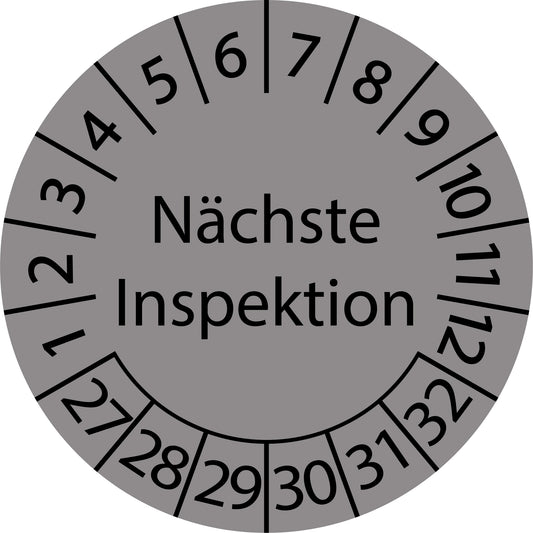 Mehrjahresprüfetiketten, Nächste Inspektion, Startjahr: 2027 aus Papier oder Plastik