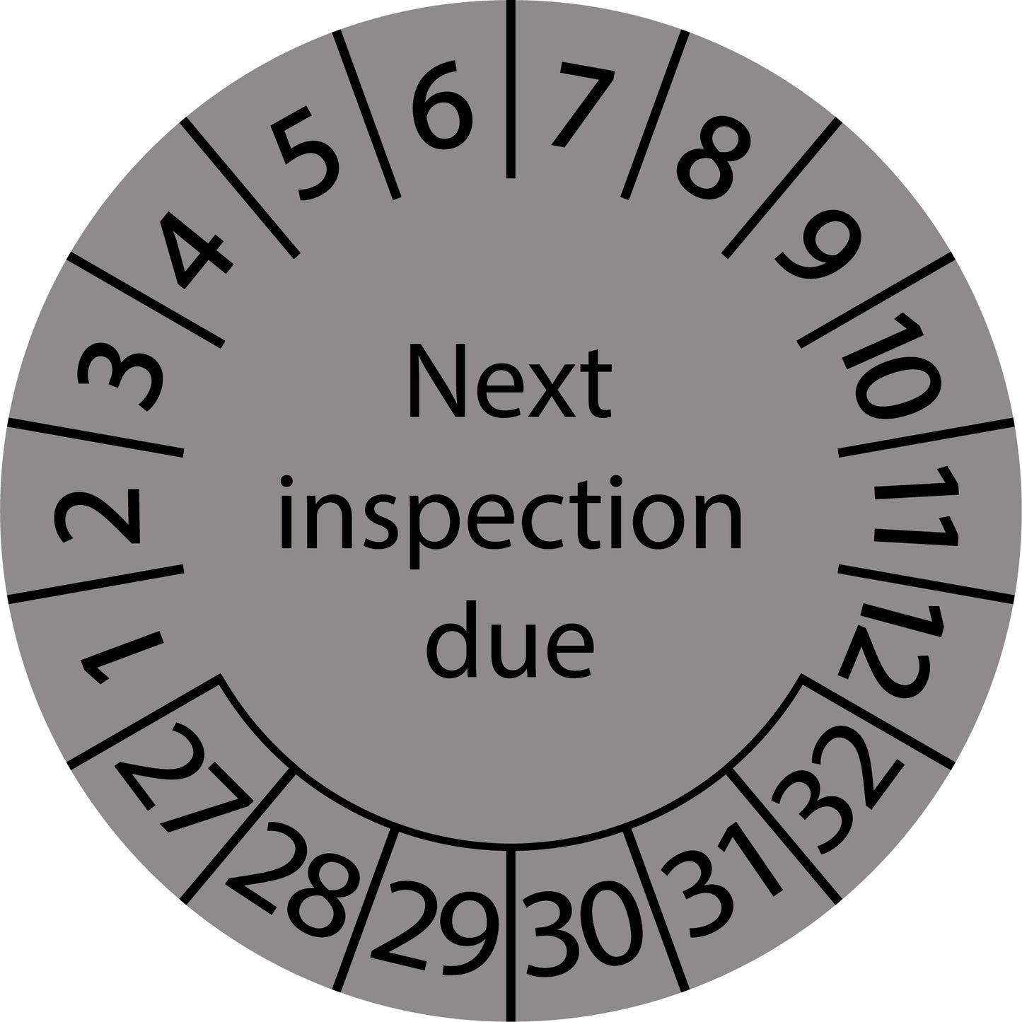 Mehrjahresprüfetiketten, Next inspection due, Startjahr: 2027 aus Papier oder Plastik