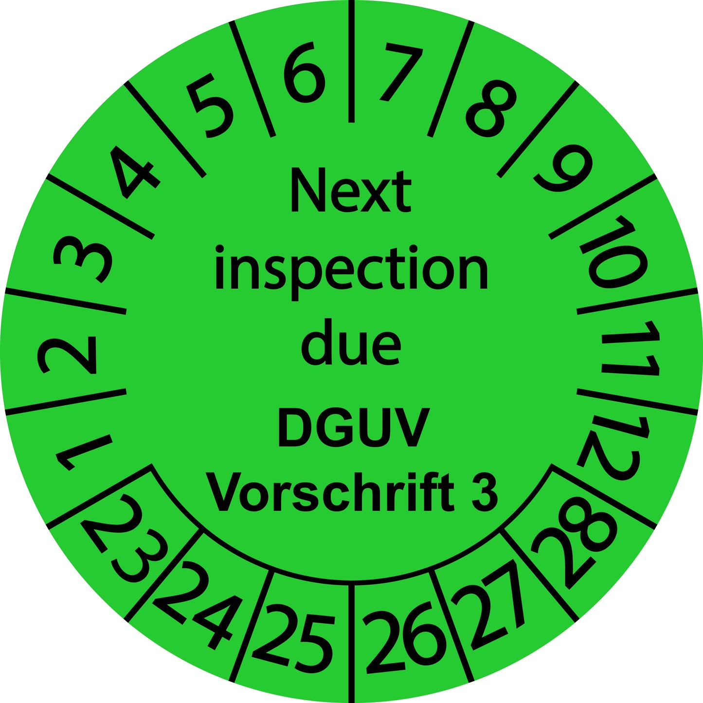 Mehrjahresprüfetiketten, Next inspection due, DGUV Vorschrift 3, Startjahr: 2023 aus Papier oder Plastik