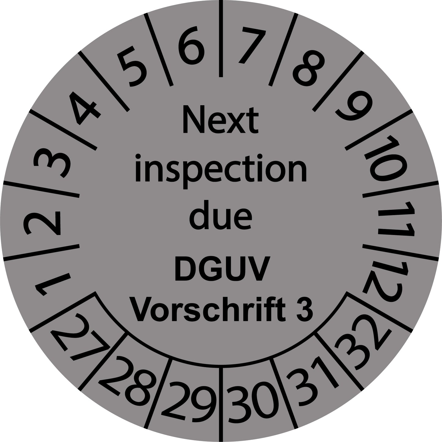 Mehrjahresprüfetiketten, Next inspection due, DGUV Vorschrift 3, Startjahr: 2027 aus Papier oder Plastik