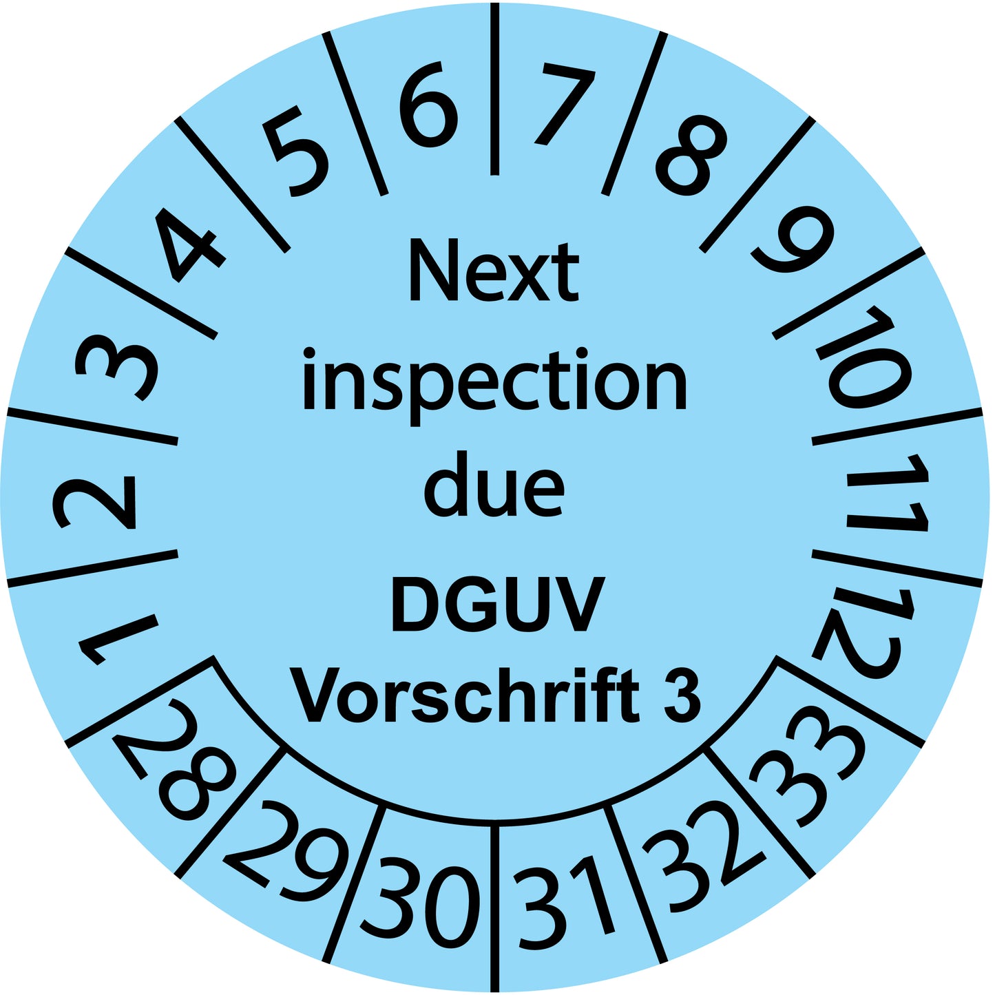 Mehrjahresprüfetiketten, Next inspection due, DGUV Vorschrift 3, Startjahr: 2028 aus Papier oder Plastik