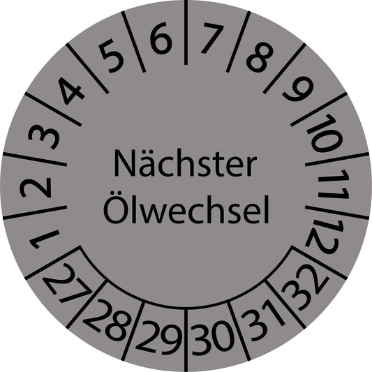 Mehrjahresprüfetiketten, Nächster Ölwechsel, Startjahr: 2027 aus Papier oder Plastik