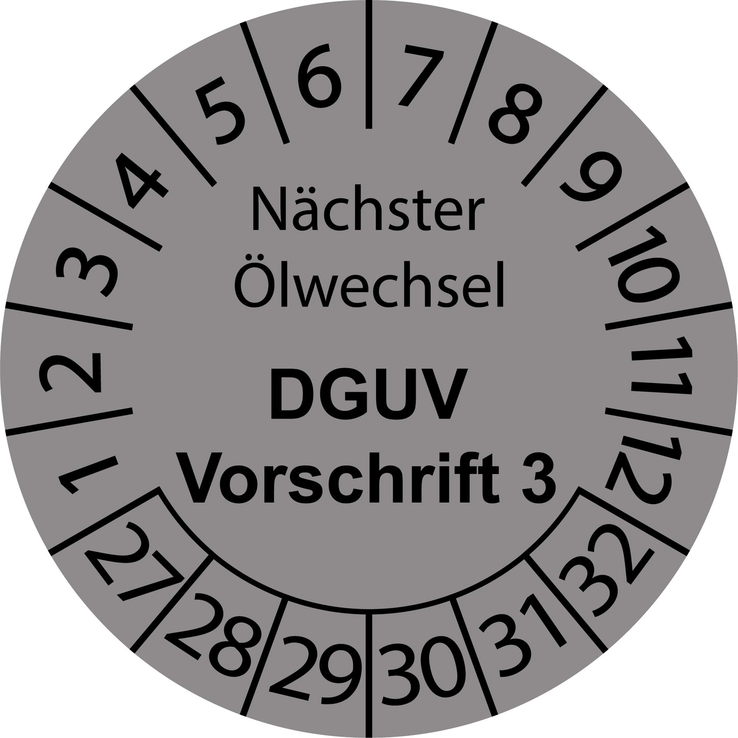Mehrjahresprüfetiketten, Nächster Ölwechsel, DGUV Vorschrift 3, Startjahr: 2027 aus Papier oder Plastik