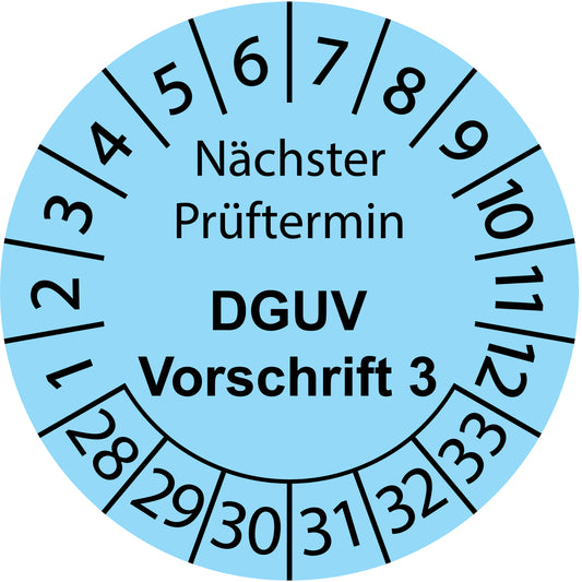 Mehrjahresprüfetiketten, Nächster Prüftermin, DGUV Vorschrift 3, Startjahr: 2028 aus Papier oder Plastik