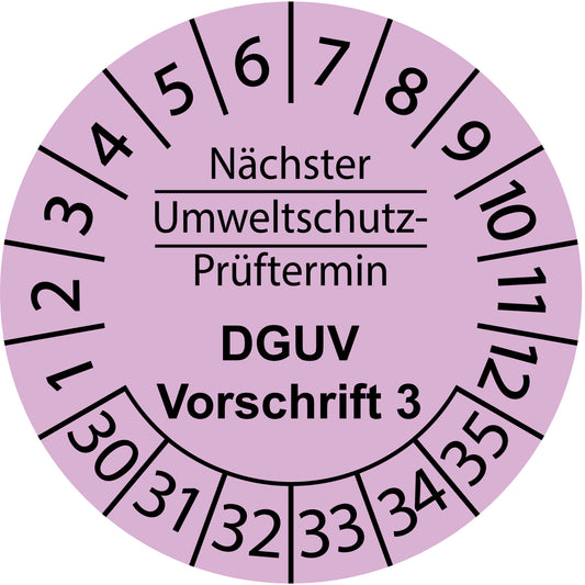 Mehrjahresprüfetiketten, Nächster Umweltschutz-Prüftermin, DGUV Vorschrift 3, Startjahr: 2030 aus Papier oder Plastik