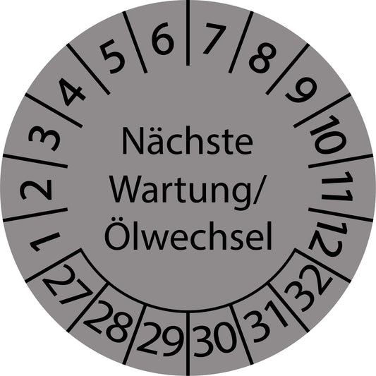 Mehrjahresprüfetiketten, Nächste Wartung/ Ölwechsel, Startjahr: 2027 aus Papier oder Plastik