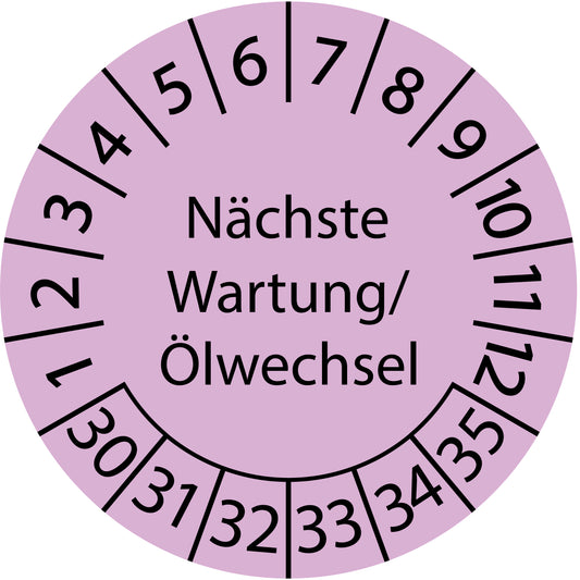 Mehrjahresprüfetiketten, Nächste Wartung/ Ölwechsel, Startjahr: 2030 aus Papier oder Plastik