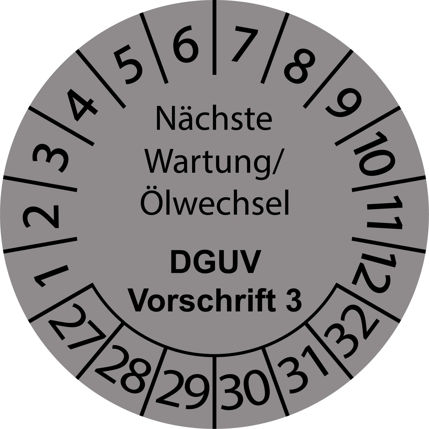 Mehrjahresprüfetiketten, Nächste Wartung/ Ölwechsel, DGUV Vorschrift 3, Startjahr: 2027 aus Papier oder Plastik