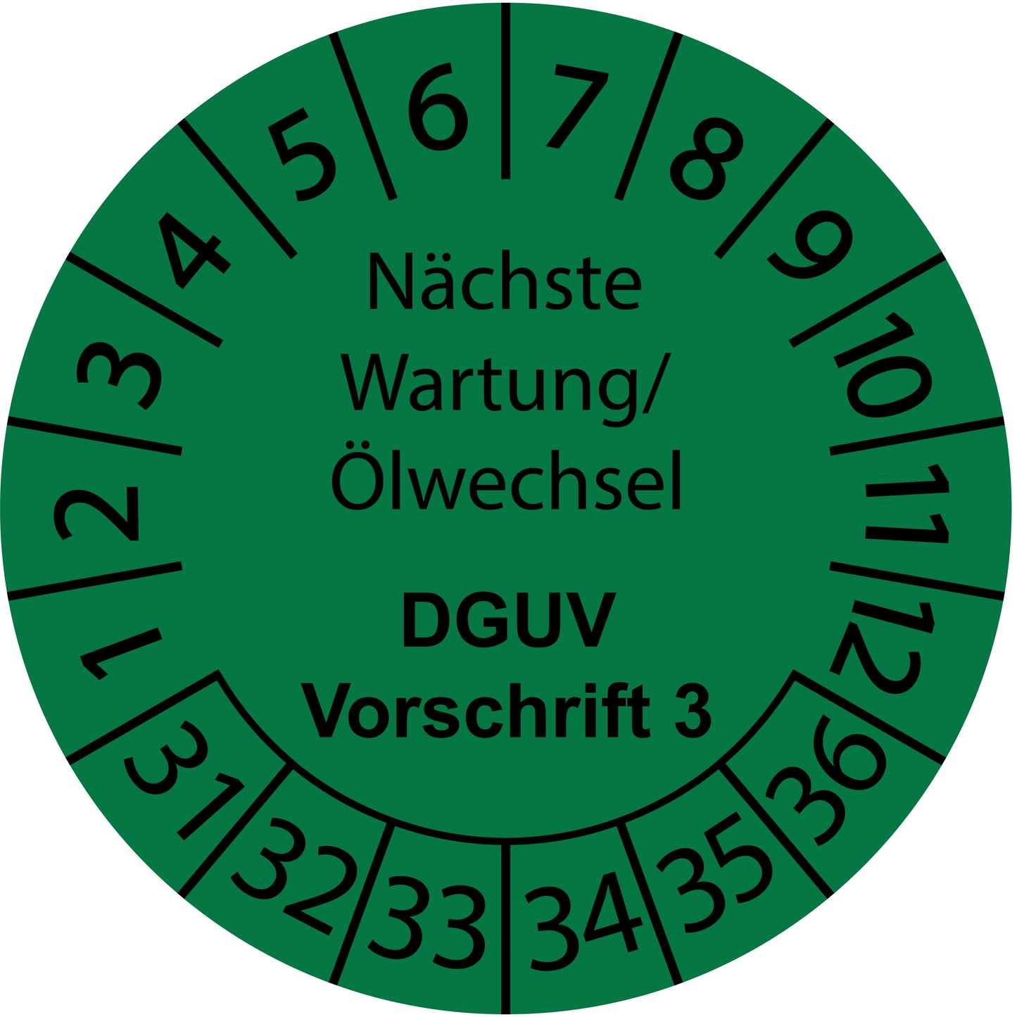 Mehrjahresprüfetiketten, Nächste Wartung/ Ölwechsel, DGUV Vorschrift 3, Startjahr: 2031 aus Papier oder Plastik