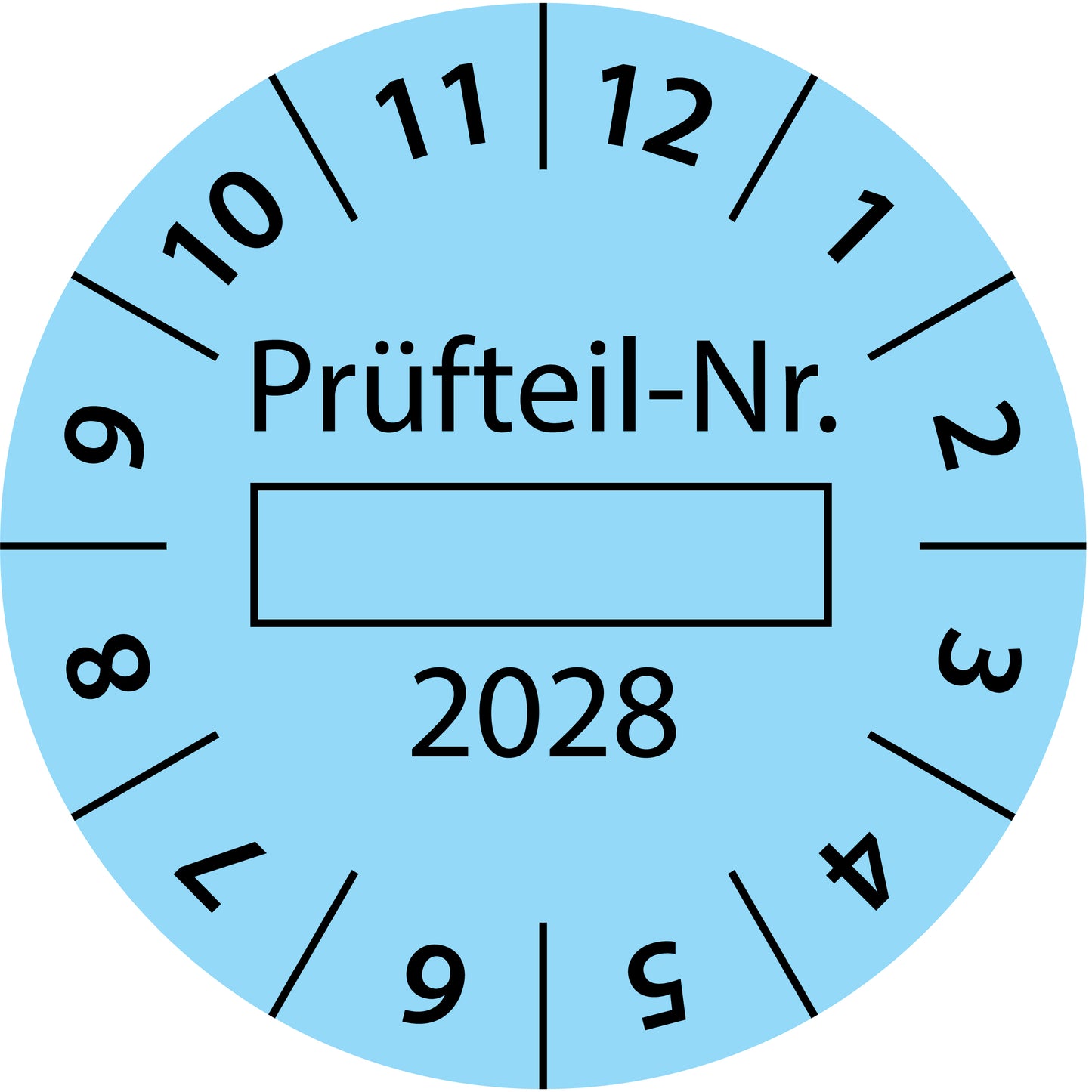 Einjahresprüfetiketten, Prüfteil-Nr. ..., Startjahr: 2028 aus Papier oder Plastik