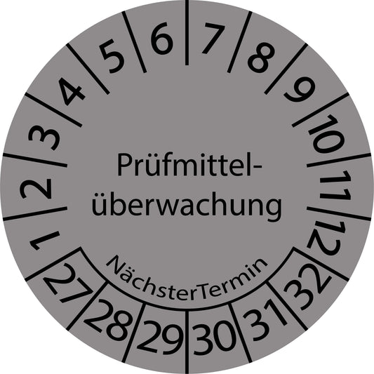 Mehrjahresprüfetiketten, Prüfmittelüberwachung, Startjahr: 2027 aus Papier oder Plastik