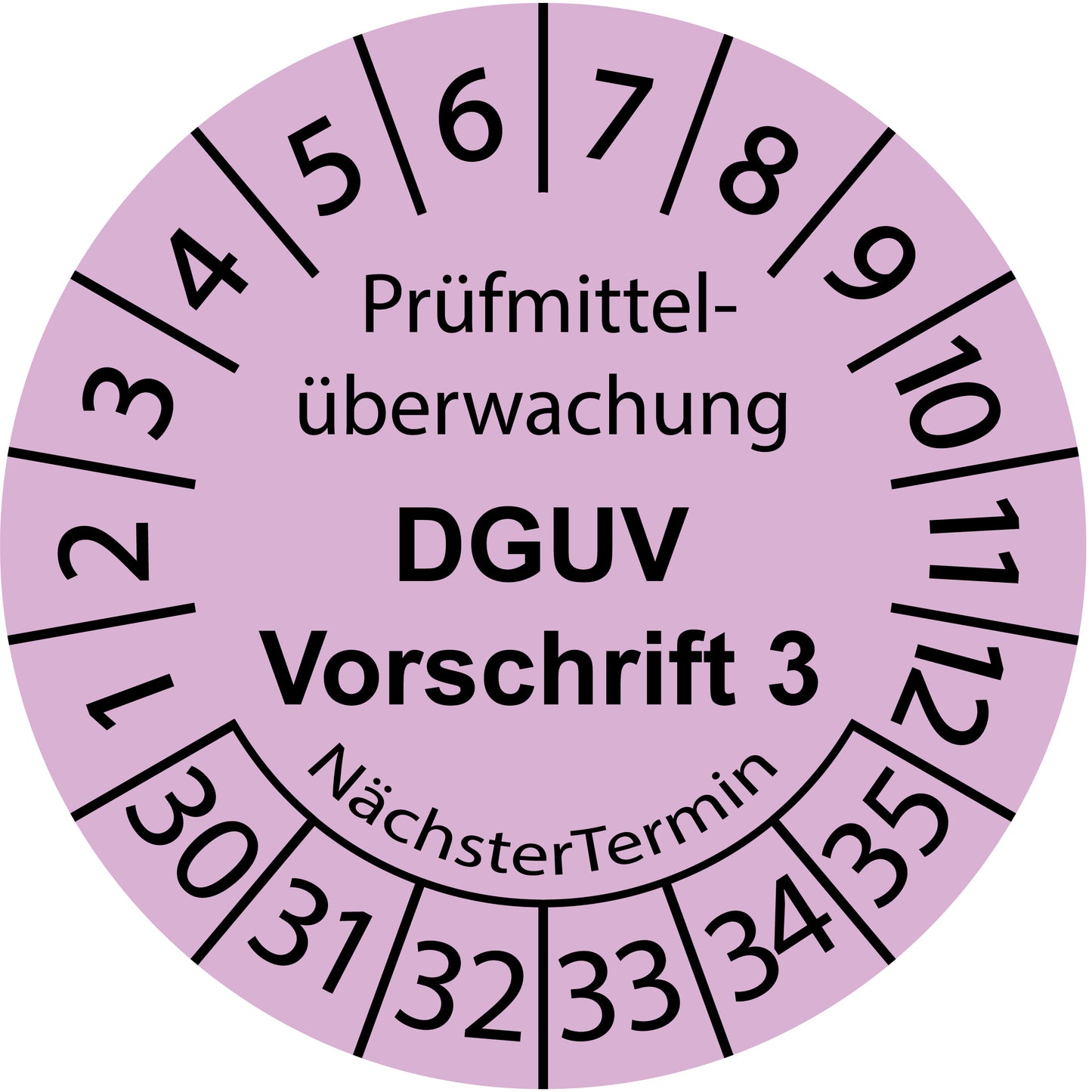 Mehrjahresprüfetiketten, Prüfmittelüberwachung, DGUV Vorschrift 3, Startjahr: 2030 aus Papier oder Plastik