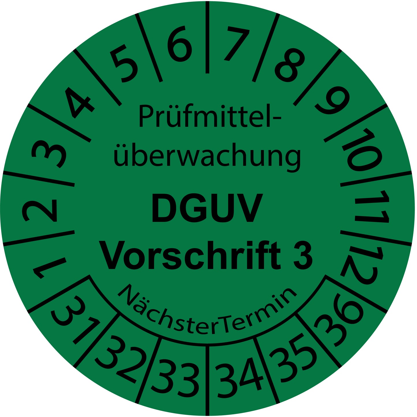 Mehrjahresprüfetiketten, Prüfmittelüberwachung, DGUV Vorschrift 3, Startjahr: 2031 aus Papier oder Plastik