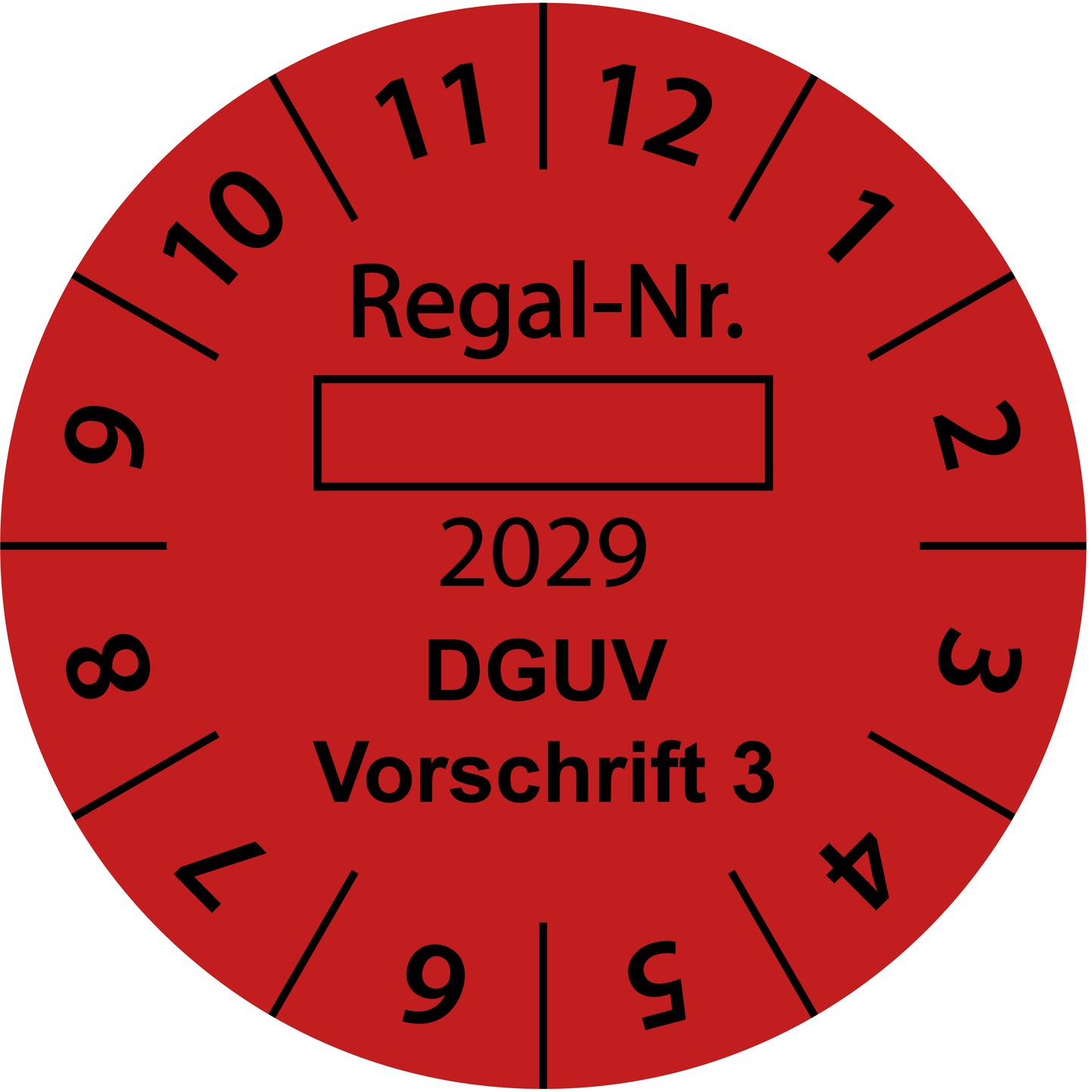 Einjahresprüfetiketten, Regal-Nr. ..., Startjahr: 2029 aus Papier oder Plastik