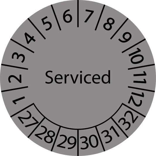 Mehrjahresprüfetiketten, Serviced, Startjahr: 2027 aus Papier oder Plastik