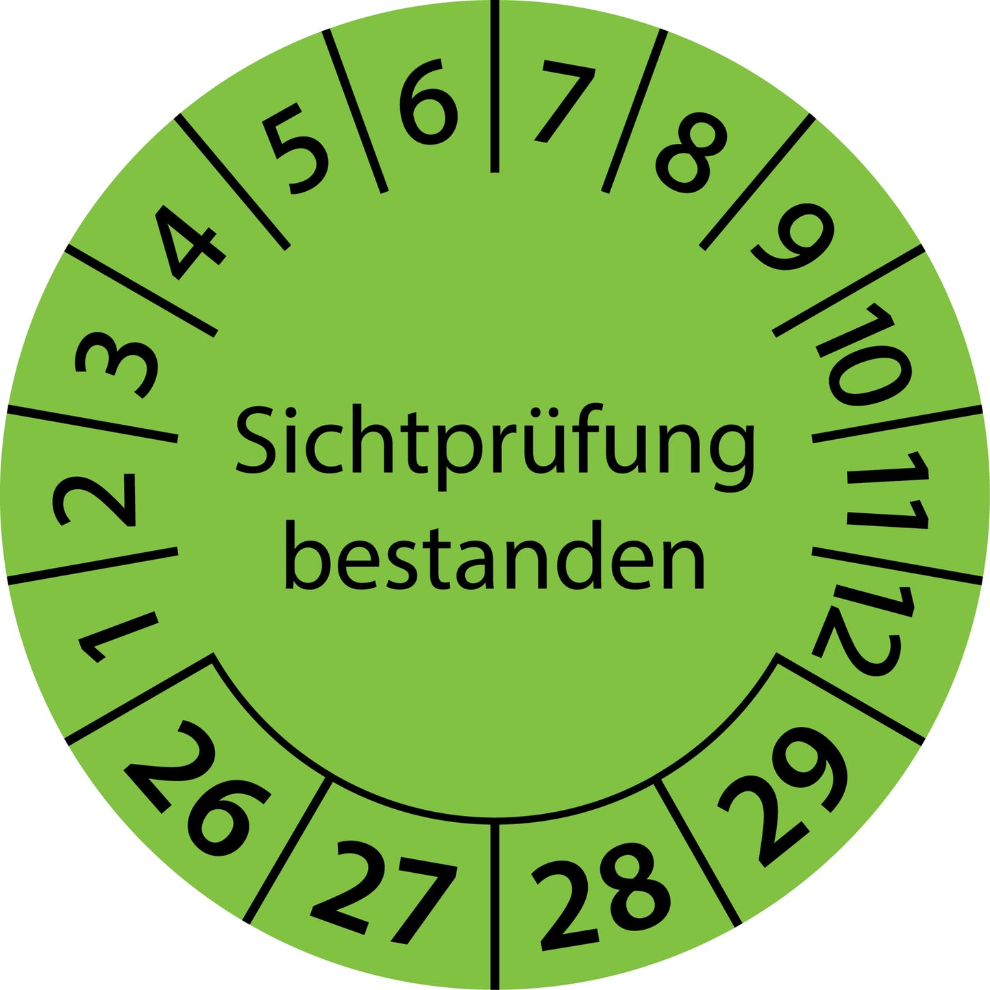 Mehrjahresprüfetiketten, Sichtprüfung bestanden, Startjahr: 2026 aus Papier oder Plastik