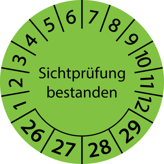 Mehrjahresprüfetiketten, Sichtprüfung bestanden, Startjahr: 2026 aus Papier oder Plastik
