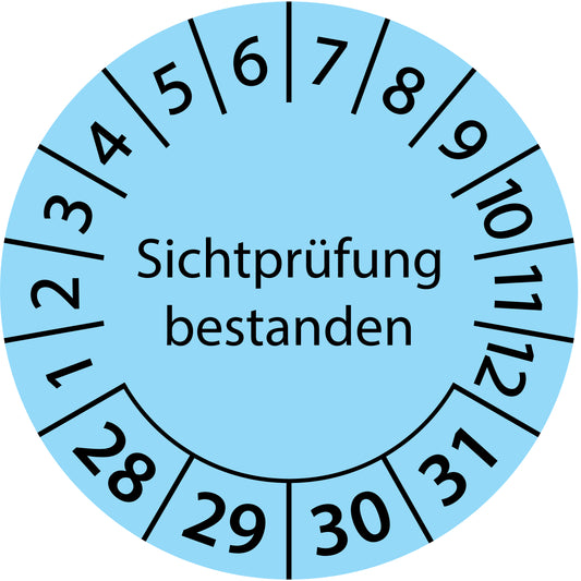 Mehrjahresprüfetiketten, Sichtprüfung bestanden, Startjahr: 2028 aus Papier oder Plastik