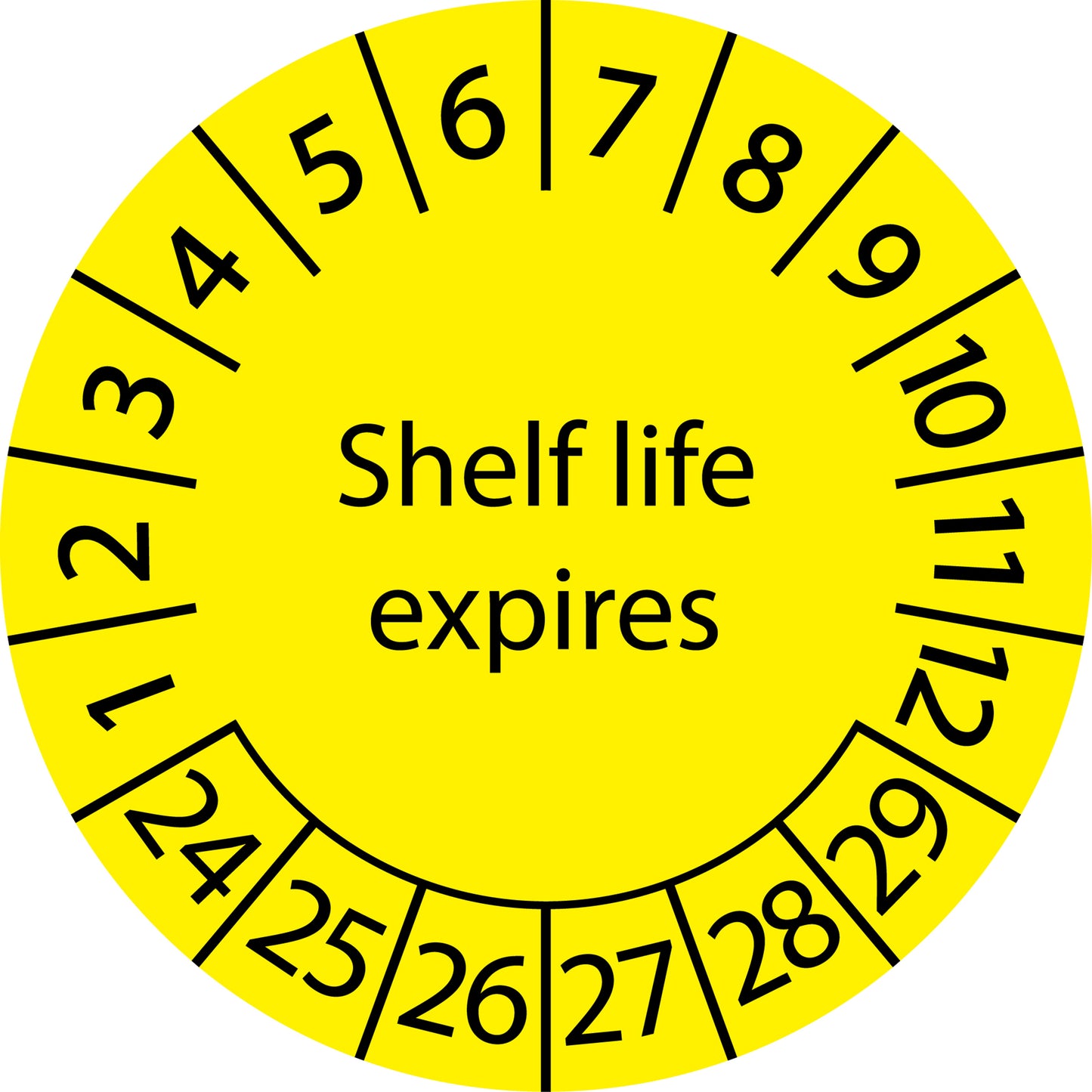 Mehrjahresprüfetiketten, Shelf life expires, Startjahr: 2024 aus Papier oder Plastik