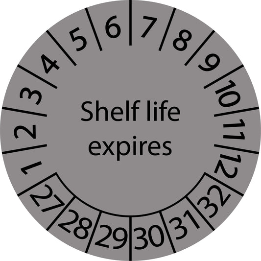 Mehrjahresprüfetiketten, Shelf life expires, Startjahr: 2027 aus Papier oder Plastik