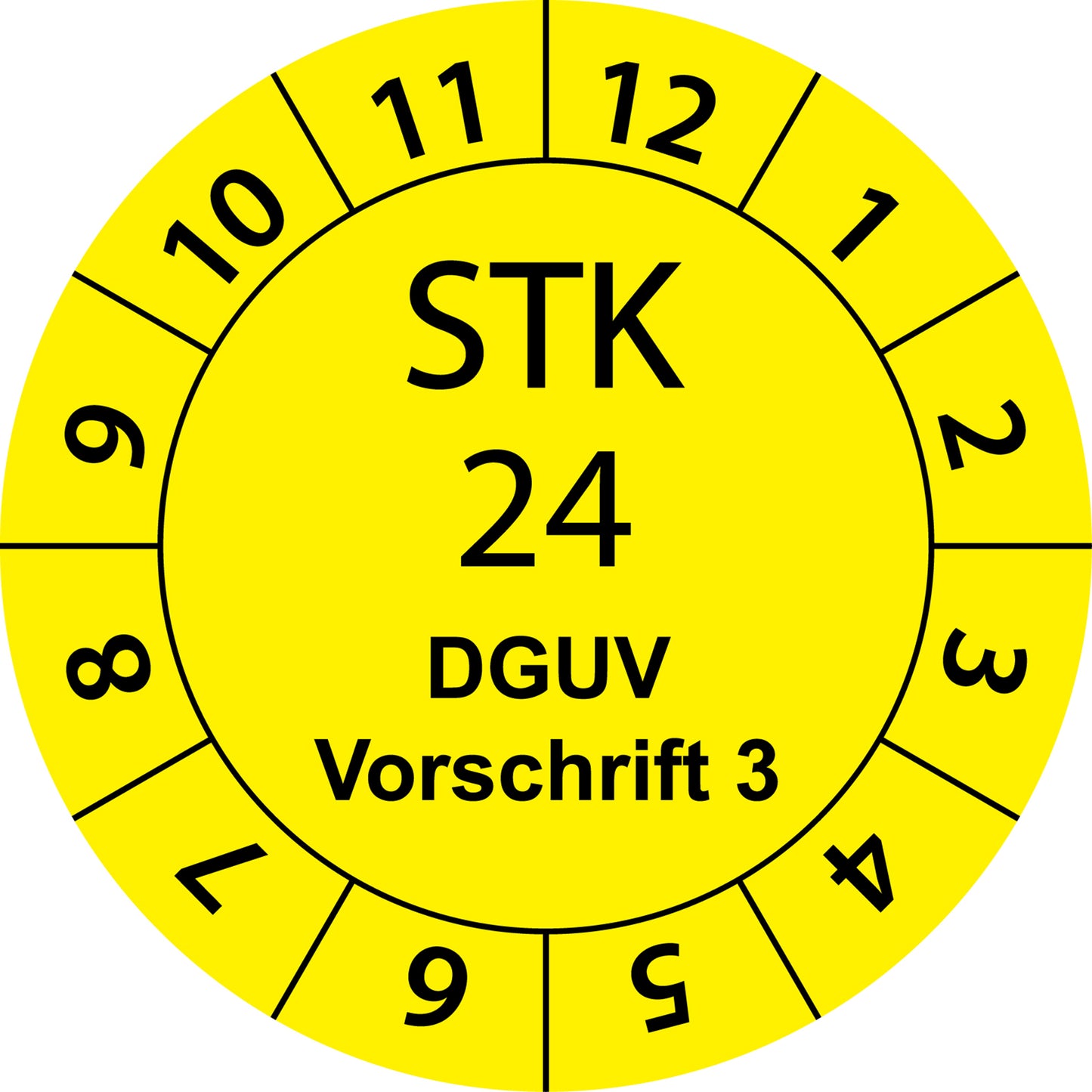 Einjahresprüfetiketten, Sicherheitstechnische Kontrolle 24, DGUV Vorschrift 3, Startjahr: 2024 aus Papier oder Plastik
