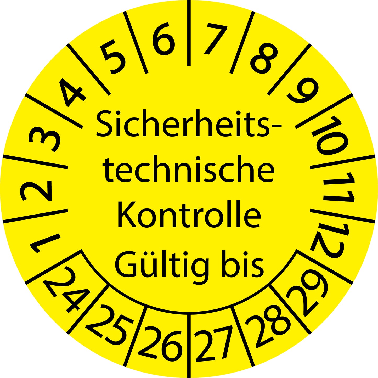 Mehrjahresprüfetiketten, Sicherheitstechnische Kontrolle, gültig bis, Startjahr: 2024 aus Papier oder Plastik