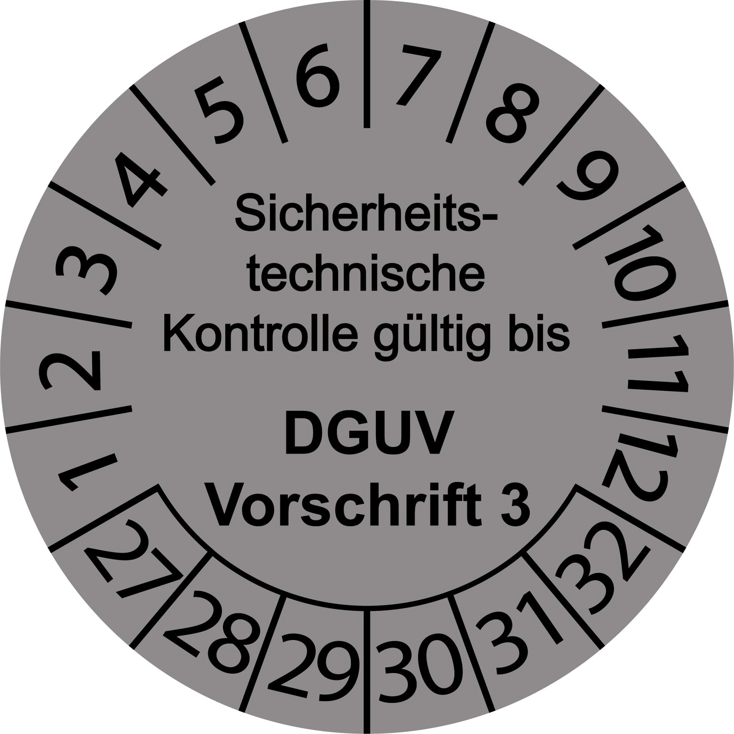 Mehrjahresprüfetiketten, Sicherheitstechnische Kontrolle, gültig bis, DGUV Vorschrift 3, Startjahr: 2027 aus Papier oder Plastik