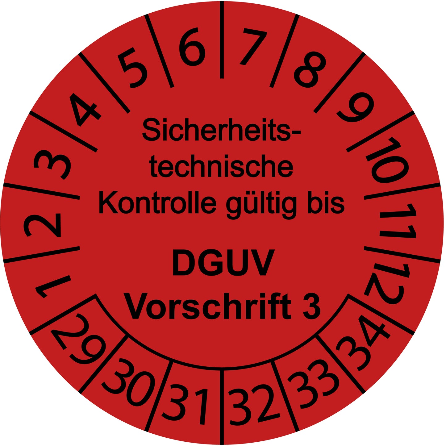 Mehrjahresprüfetiketten, Sicherheitstechnische Kontrolle, gültig bis, DGUV Vorschrift 3, Startjahr: 2029 aus Papier oder Plastik
