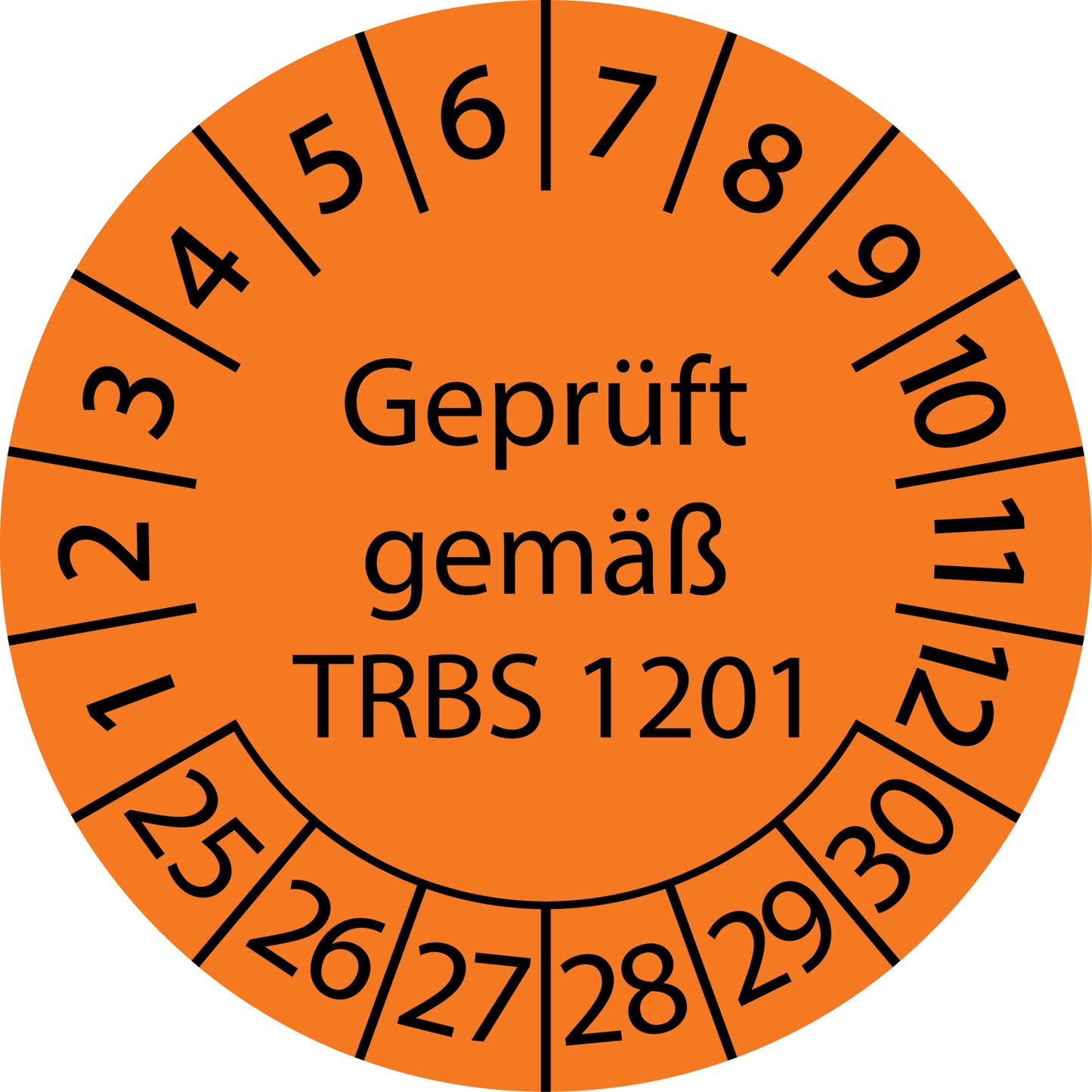 Mehrjahresprüfetiketten, Geprüft gemäß TRBS 1201, Startjahr: 2025 aus Papier oder Plastik