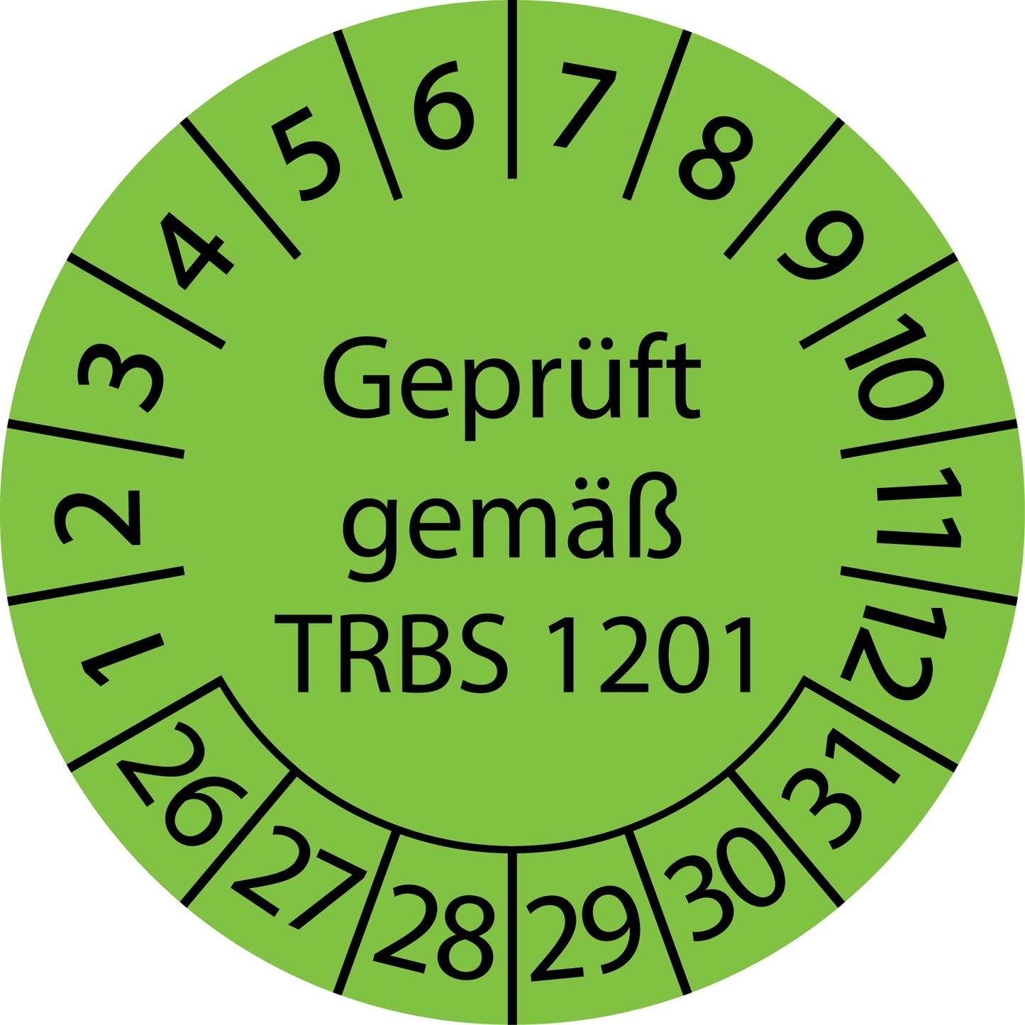 Mehrjahresprüfetiketten, Geprüft gemäß TRBS 1201, Startjahr: 2026 aus Papier oder Plastik