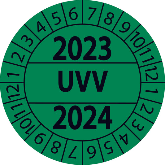 Mehrjahresprüfetiketten, UVV, Startjahr: 2023 aus Papier oder Plastik