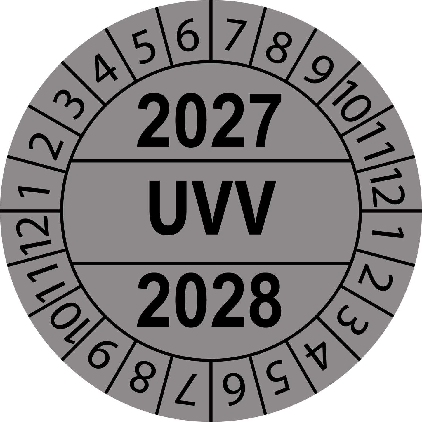 Mehrjahresprüfetiketten, UVV, Startjahr: 2027 aus Papier oder Plastik