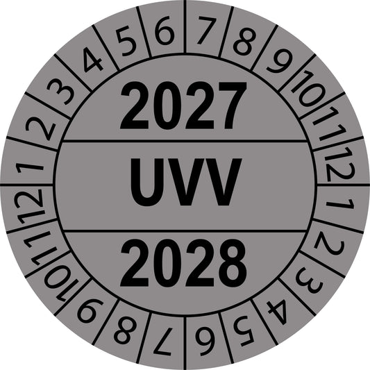 Mehrjahresprüfetiketten, UVV, Startjahr: 2027 aus Papier oder Plastik