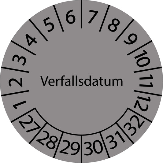 Mehrjahresprüfetiketten, Verfallsdatum, Startjahr: 2027 aus Papier oder Plastik