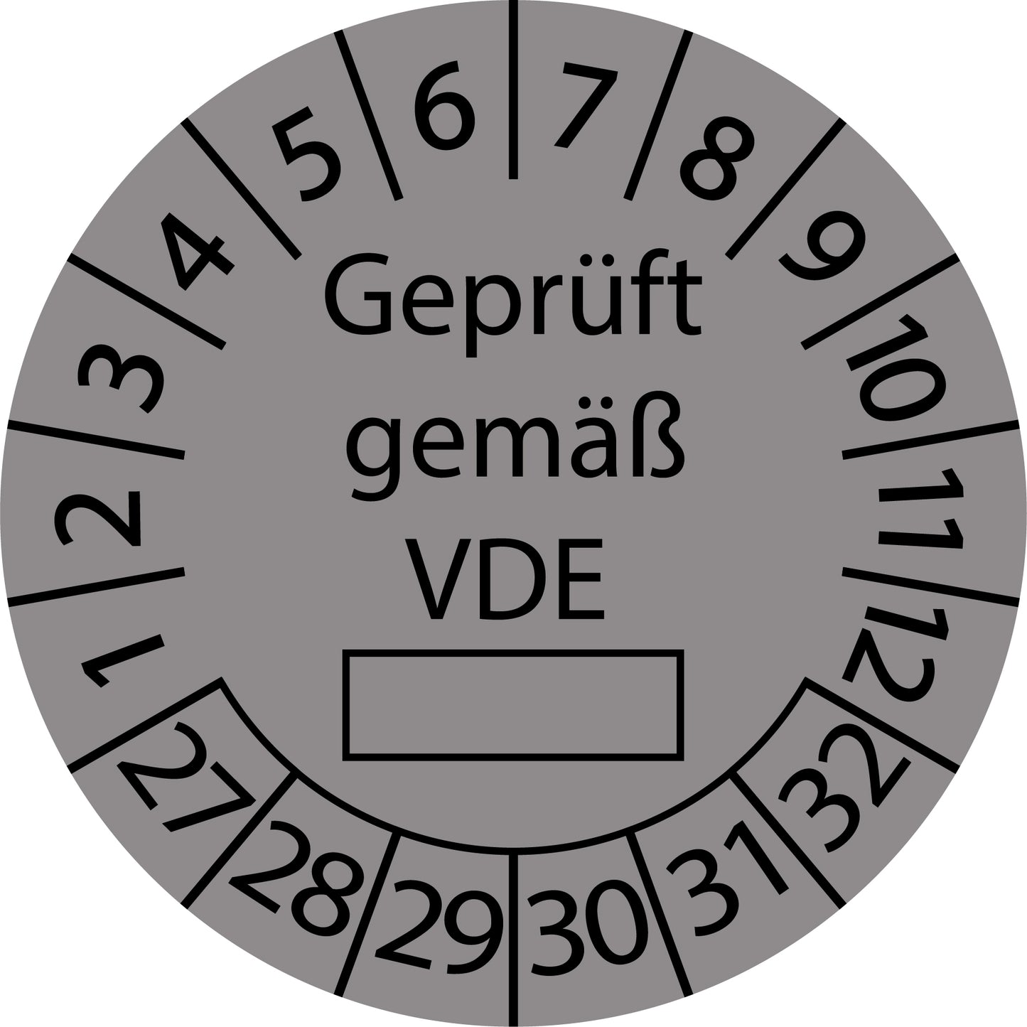 Mehrjahresprüfetiketten, Geprüft gemäß VDE ..., Startjahr: 2027 aus Papier oder Plastik