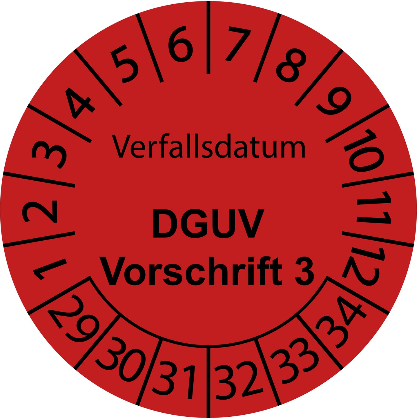 Mehrjahresprüfetiketten, Verfallsdatum, DGUV Vorschrift 3, Startjahr: 2029 aus Papier oder Plastik