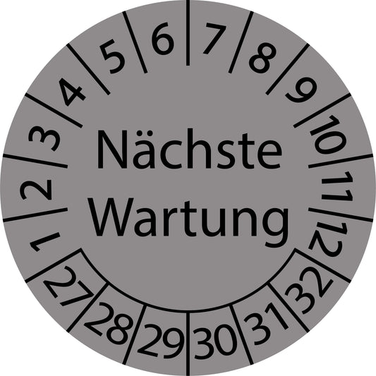 Mehrjahresprüfetiketten, Nächste Wartung, Startjahr: 2027 aus Papier oder Plastik