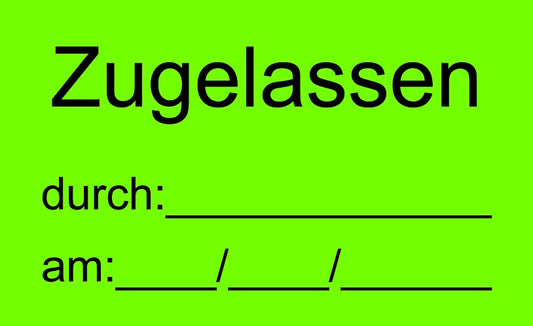 1000 Stück Qualitätssicherung "Zugelassen" aus Plastik ES-QUAL-1320