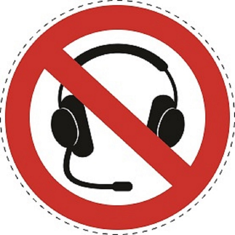 Verbotsaufkleber "Keine Verwendung des Kopfhörers" aus PVC Plastik, ES-SI20100
