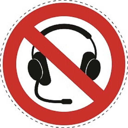 Verbotsaufkleber "Headset verboten" aus PVC Plastik, ES-SI20100