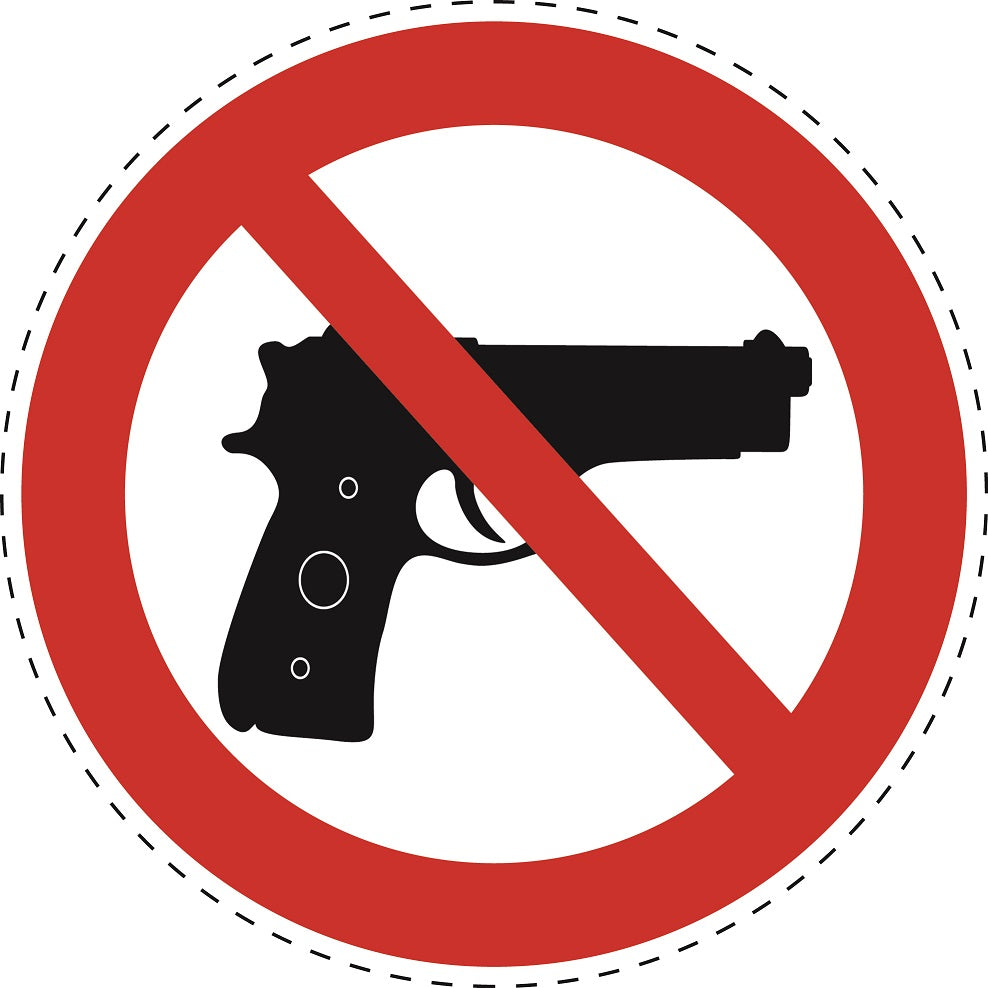 Verbotsaufkleber "Keine Waffen erlaubt" aus PVC Plastik, ES-SI21000