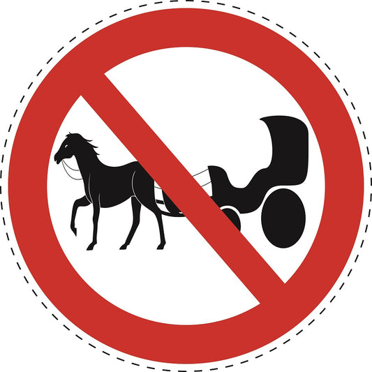 Verbotsaufkleber "Pferdekutsche verboten" aus PVC Plastik, ES-SI29700